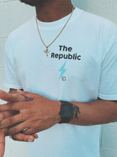 Load image into Gallery viewer, The Republic Reflective Short Sleeve Tee (White/Baby Blue)